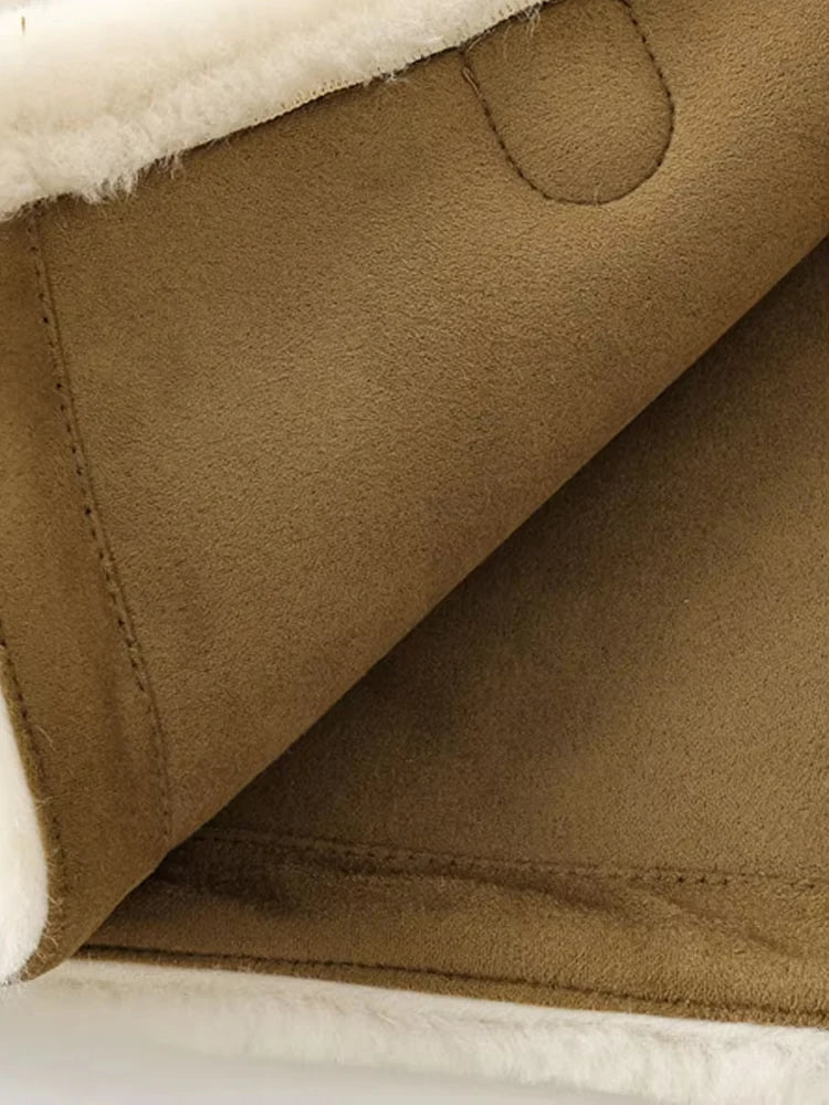 Thick Warm Faux Fur Jacket for Women, Long Sleeve Coat, Front Toggle, Female Outerwear, Chic Tops, Fashion