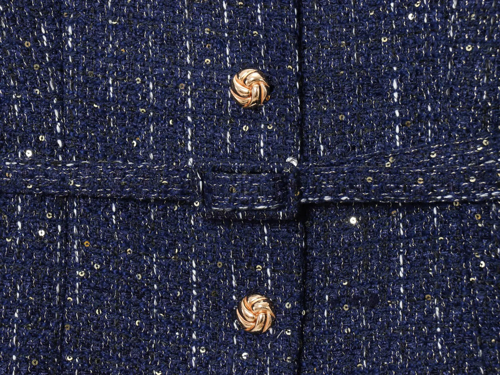 2025 Autumn New Products Women's Fashion Temperament All-match Gold Button Round Neck Long Sleeve Jacket