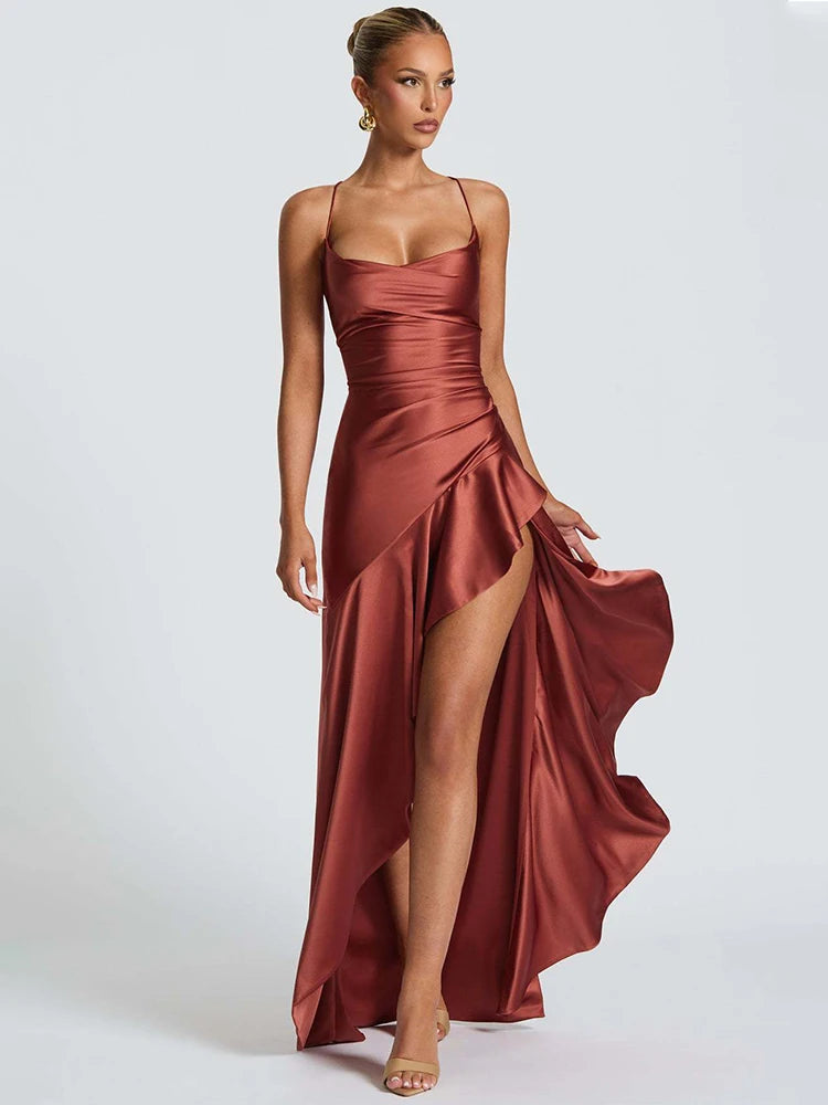 Dress Celeste – Satin Spaghetti Strap Maxi