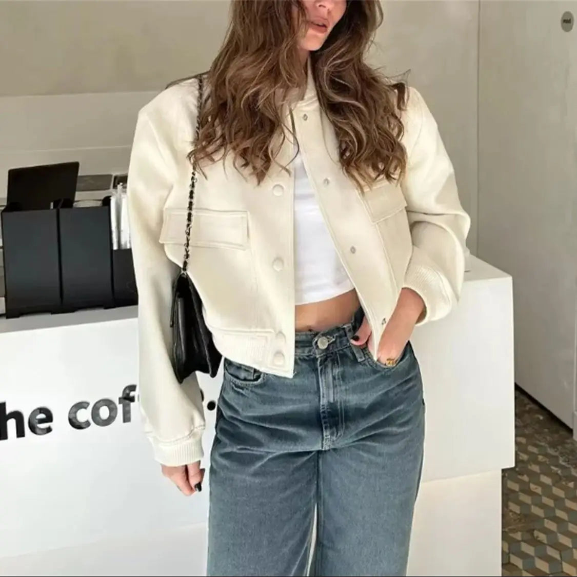 Fashion Single Breasted Jacket For Women 2025 Autumn Spring Long Sleeve Pocket Coat Lady Vintage Loose Streetwear Chic Casual