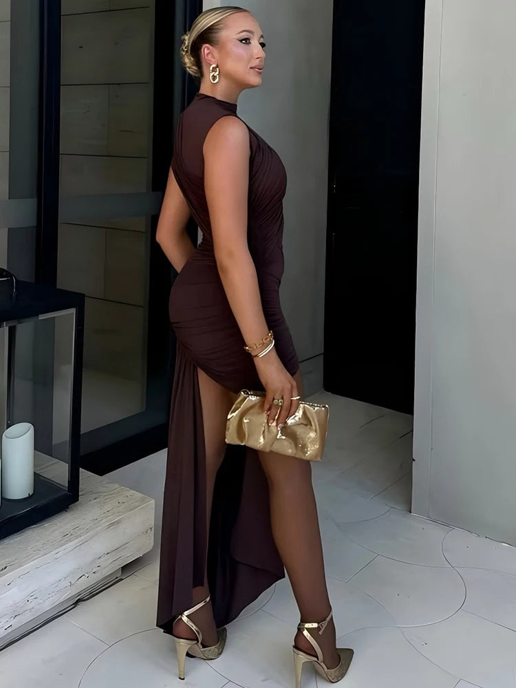 Dress Poly – Draped Asymmetrical Mini