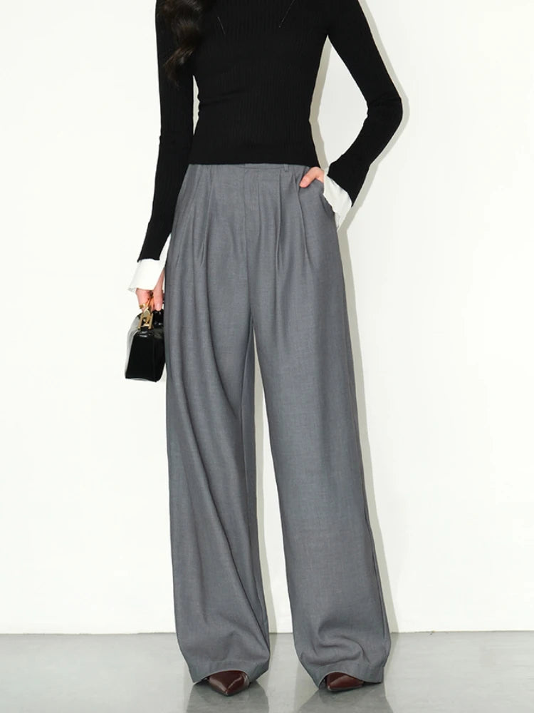 Multicolor Office High-waisted Wide-leg Suit Pants Women's 2025 Autumn Loose and Drape Casual Straight Mopping Trousers