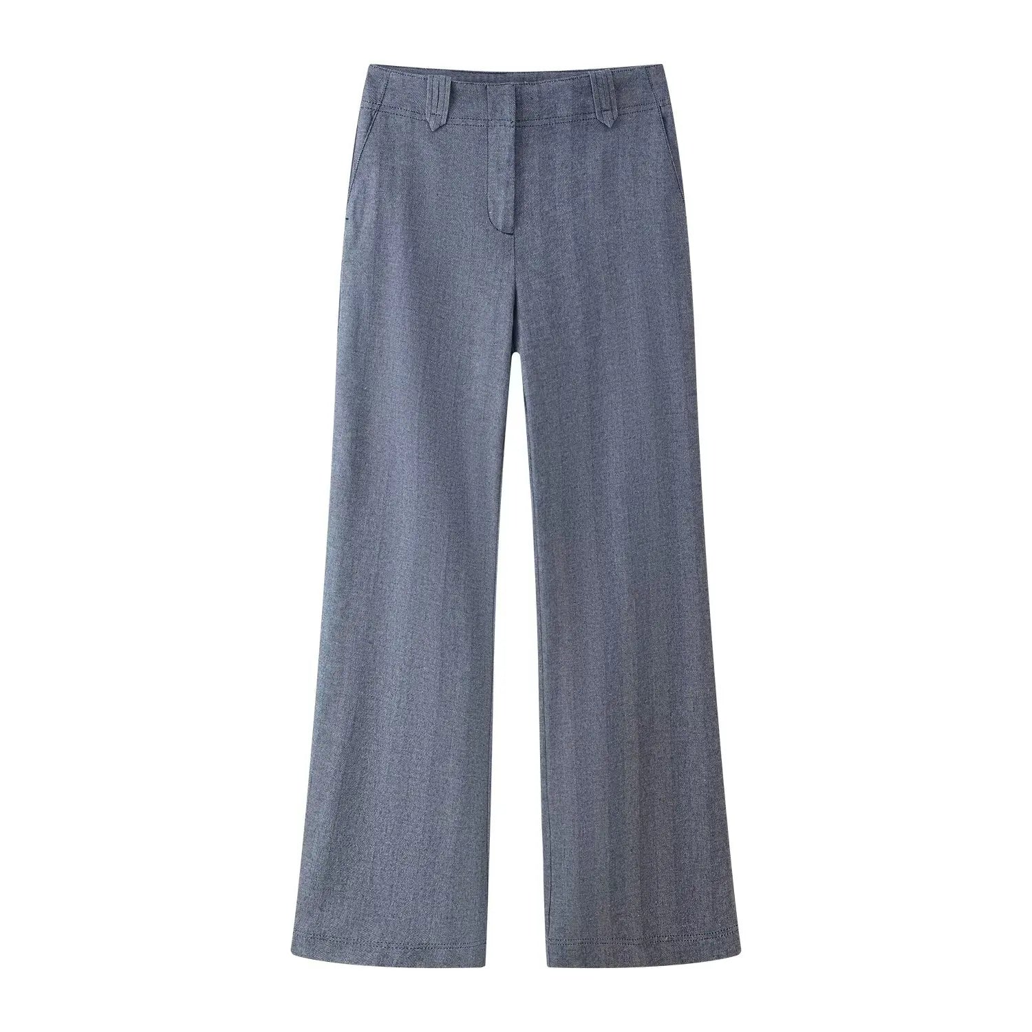 HH Autumn Women Chic Zipper Lapel Long Sleeves Short Jacket+High Waist Side Pocket Casual Loose Solid Trousers 2-Piece Set