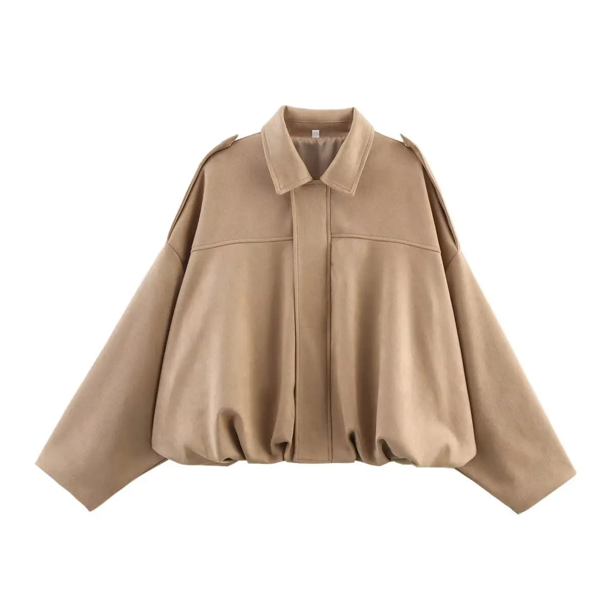 YENKYE New 2025 Women Suede Textured Bomber Jacket Long Sleeve Lapel Collar Loose Coats Casual Female Outerwear Chic Tops