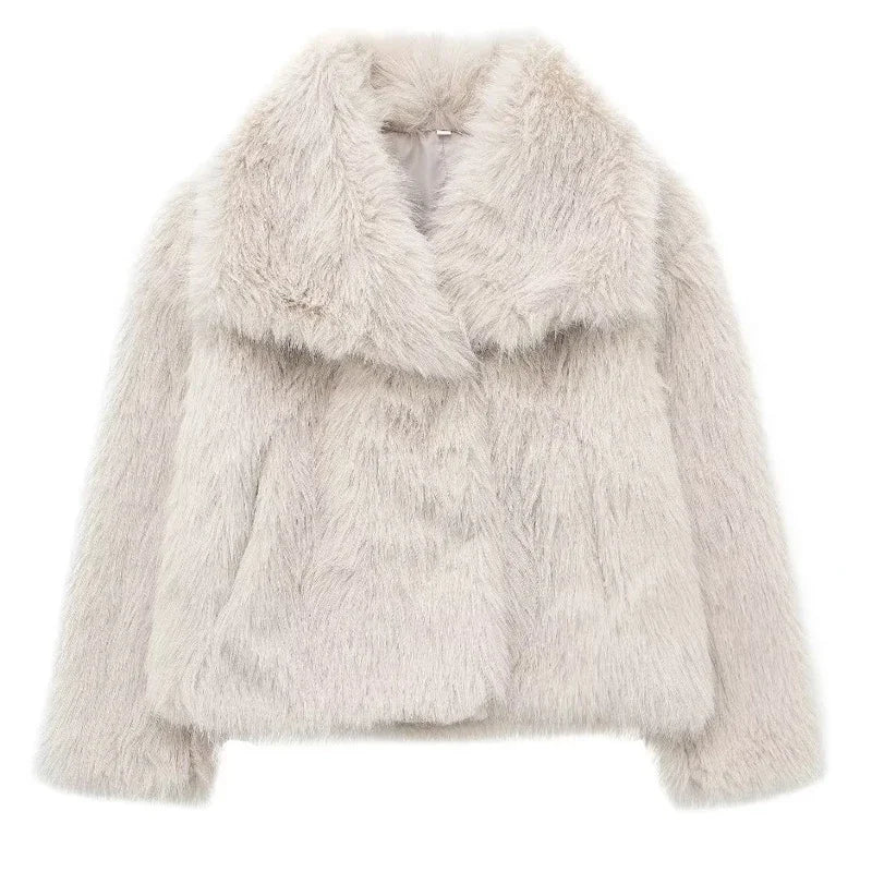 HXAO Winter Faux Fur Coat 2024 Woman New in coats Autumn Fur Plush Fluffy Jacket Warm Red Gray Black White Fur Coat Outerwears