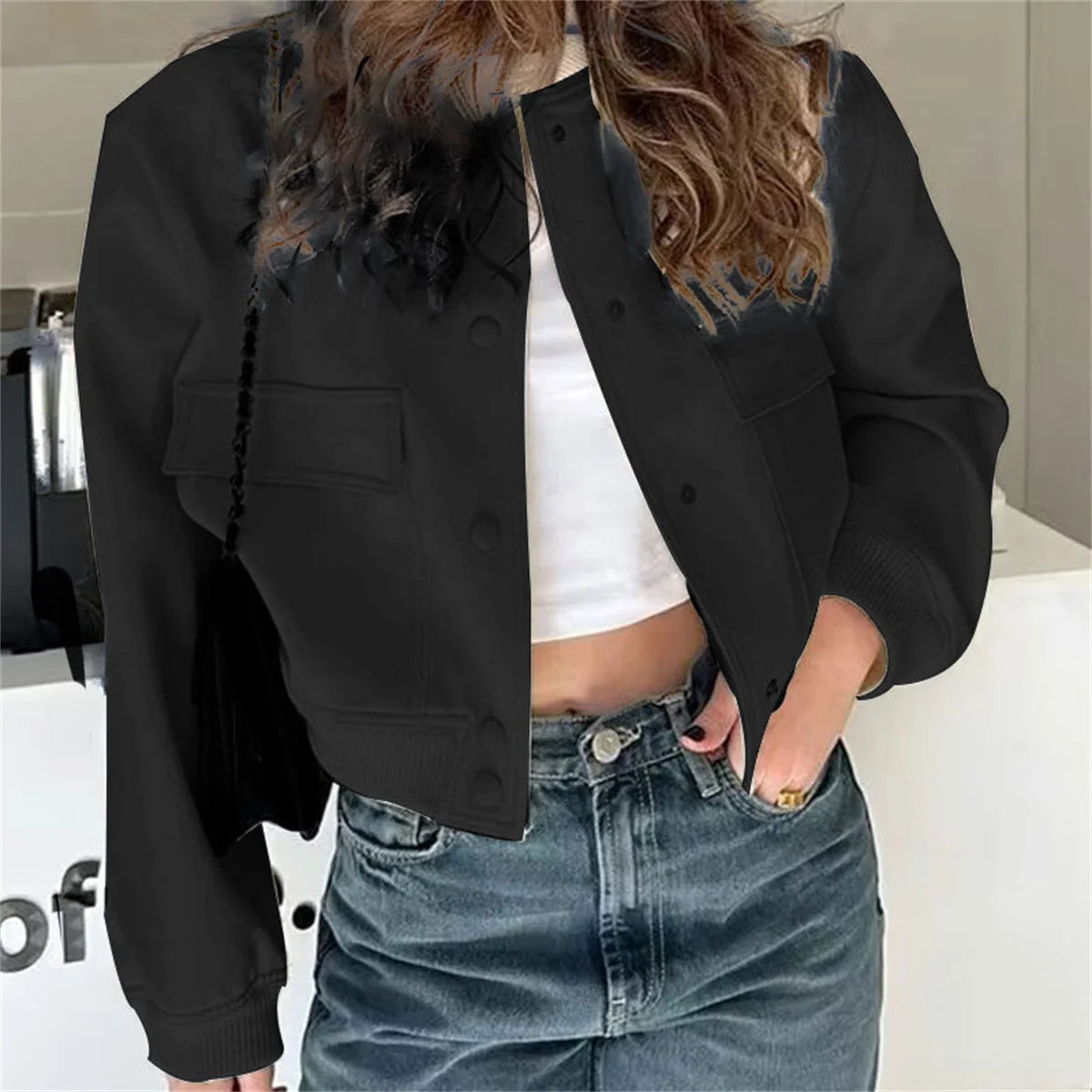 Fashion Single Breasted Jacket For Women 2025 Autumn Spring Long Sleeve Pocket Coat Lady Vintage Loose Streetwear Chic Casual
