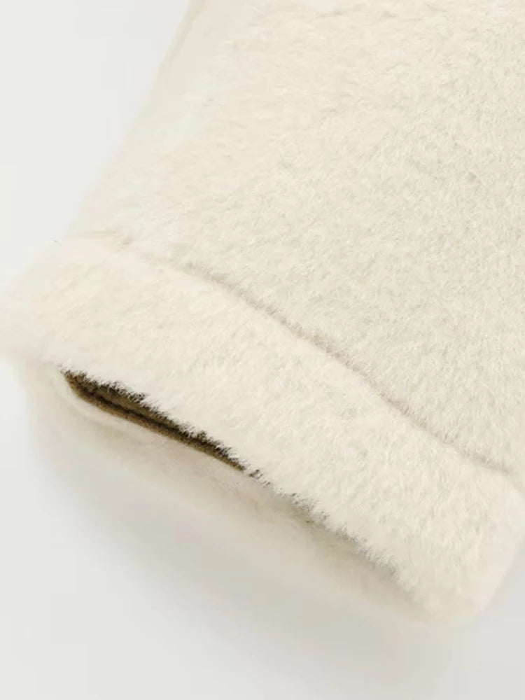 Thick Warm Faux Fur Jacket for Women, Long Sleeve Coat, Front Toggle, Female Outerwear, Chic Tops, Fashion