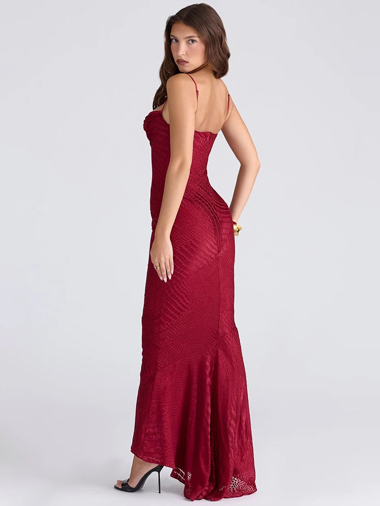 Mozision Spaghetti Strap Backless Sexy Maxi Dress Women Gown Elegant Zipper Sleeveless Evening Club Party Fishtail Long Dress