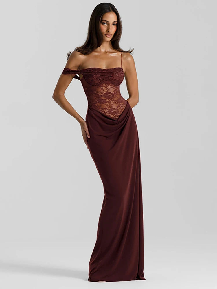 Dress Celeste – One Shoulder Lace Maxi
